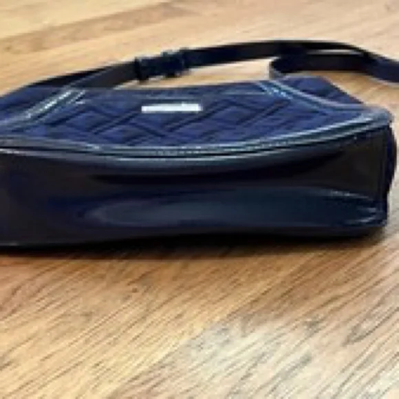 Vera Bradley Trapeze Quilted Crossbody with Patent Leather Trim Navy Blue - Picture 5 of 7